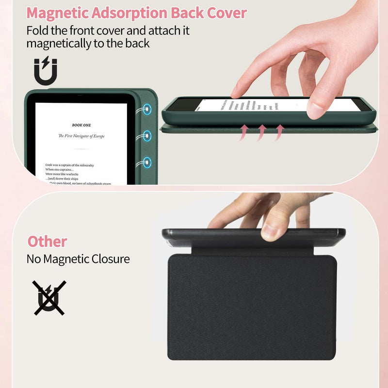 Sanyetral Protective Case with Magnetic TPU Back and Auto Wake/Sleep Function, Not for TCL Remarkable Kobo -Dark Green - Image 5
