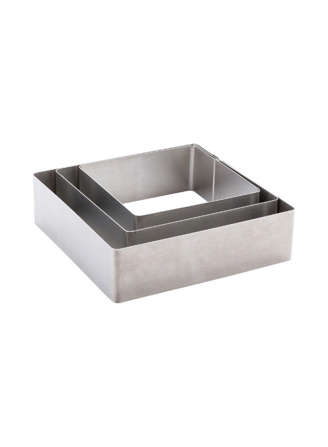 Restaurantware Pastry Tek 7 Inch Square Cookie Cutter Set, 1 Nesting Fondant Square Cutter Set - 3 Pieces, Corrosion-Resistant, Metal Petit Four Cutter Set, Dishwasher-Safe, For Desserts And Treats - Image 1