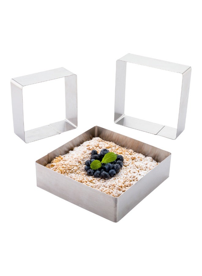Restaurantware Pastry Tek 7 Inch Square Cookie Cutter Set, 1 Nesting Fondant Square Cutter Set - 3 Pieces, Corrosion-Resistant, Metal Petit Four Cutter Set, Dishwasher-Safe, For Desserts And Treats - Image 2