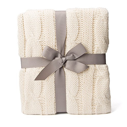 Battilo Cream Ivory Cable Knit Throw Blankets for Couch, Super Soft Warm Cozy Decorative Knitted Throw Blanket for Bed, Sofa, Chair 50"x60" - Image 4