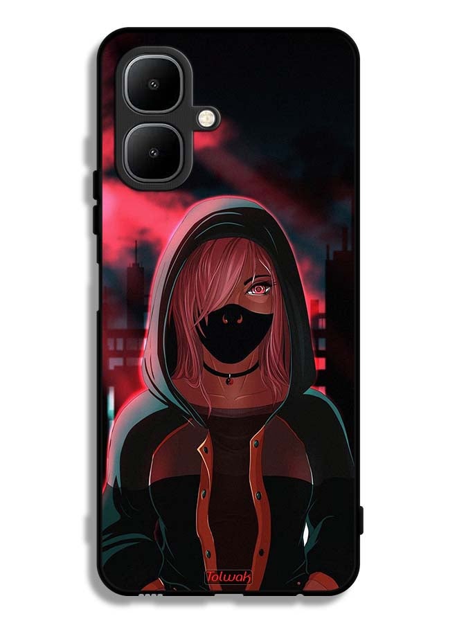 Tolwak Tecno Pop 10 Protective Case Cover Girl Wear Mask Art