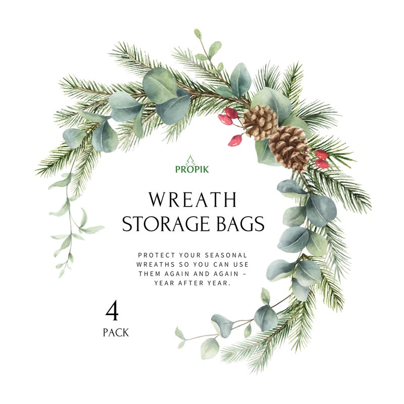 ProPik Christmas Wreath Storage Bag - 4 Pack Clear Christmas Wreaths Container- Garland Holiday Artificial Wreath Storage Holder â€“Water Proof Transparent PVC (White, 24 Inch) - Image 5