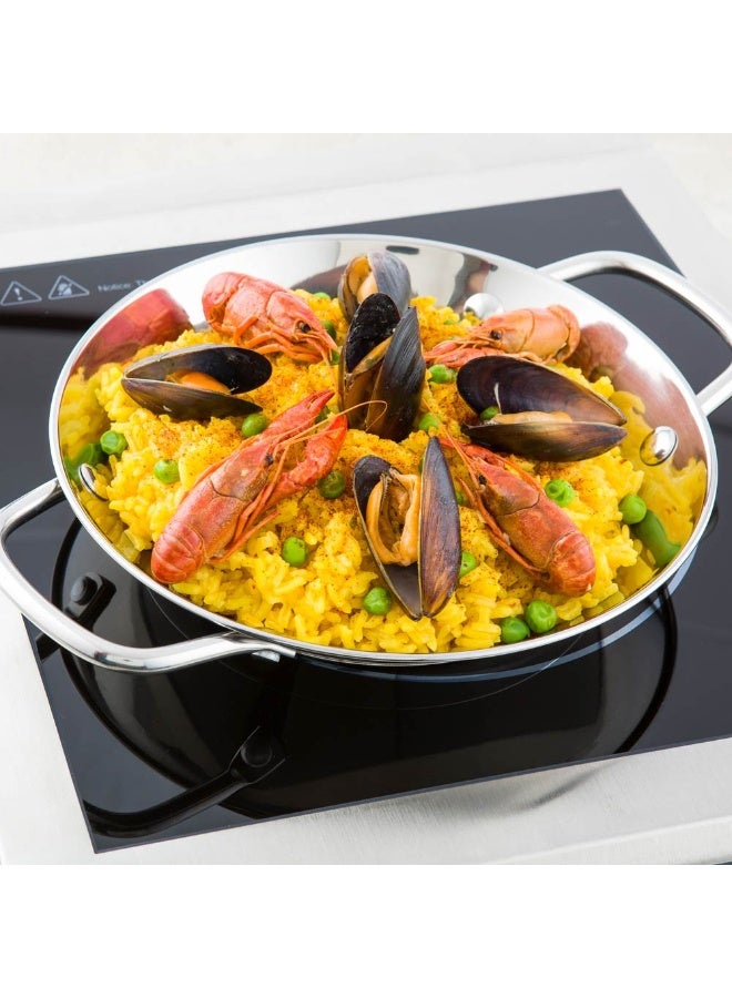 Restaurantware 8 Inch Spanish Paella Pan, 1 Induction Ready Paella Pan - Heavy-Duty, Riveted Handles, Silver Stainless Steel Spanish Pan, Dishwasher-Safe, Paella Cookware For Homes or Restaurants - Image 3