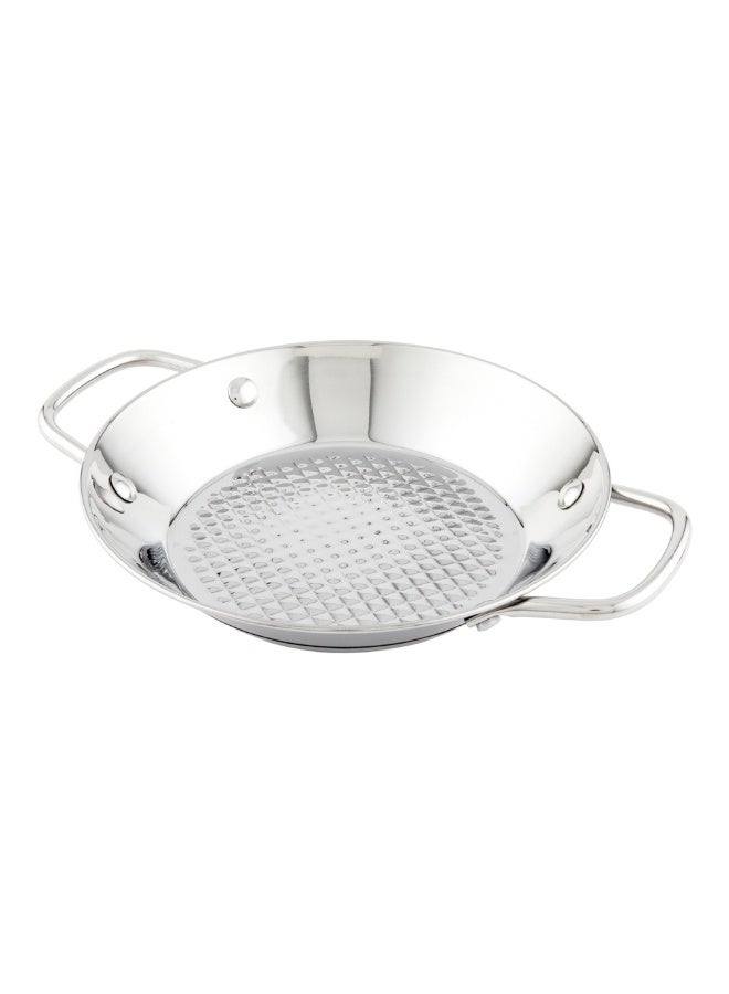 Restaurantware 8 Inch Spanish Paella Pan, 1 Induction Ready Paella Pan - Heavy-Duty, Riveted Handles, Silver Stainless Steel Spanish Pan, Dishwasher-Safe, Paella Cookware For Homes or Restaurants - Image 1