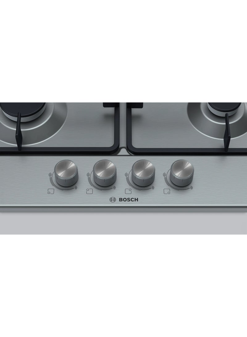 BOSCH Built-in Gas Hob Series 4 - 60 Cm - Cast Iron Holders - 4 Burners - Stainless Steel -Fall Safety - 4 PGP6B5K60Q silver - Image 2