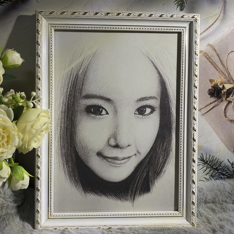 Custom Hand Drawn Pencil Portraits Personalized Artwork Featuring Your Photos Of People And Pets Colorful Colored Pencil Sketches Unique Commemorative Gifts Transforming Real Photos Into Hand Drawn Images Couple Portraits Anniversary Gifts 8.27 X 11.42 Inches With Frame - Image 5
