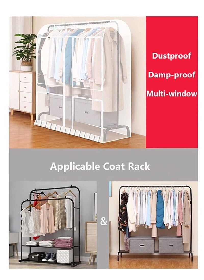 Garment Rack Cover, Reusable Clothing Protector, Large Capacity Dustproof Waterproof, Translucent, 63"×59"×19.7"