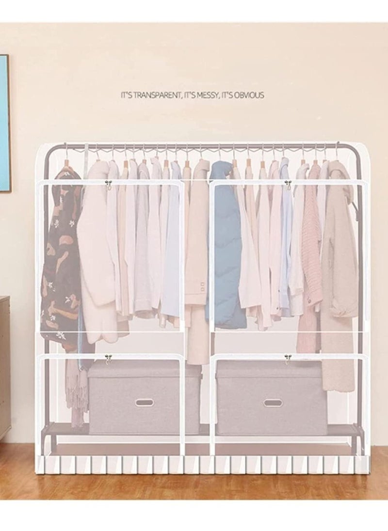 Garment Rack Cover, Reusable Clothing Protector, Large Capacity Dustproof Waterproof, Translucent, 63"×59"×19.7"