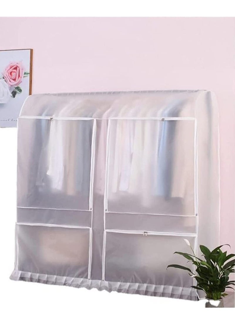Garment Rack Cover, Reusable Clothing Protector, Large Capacity Dustproof Waterproof, Translucent, 63"×59"×19.7"
