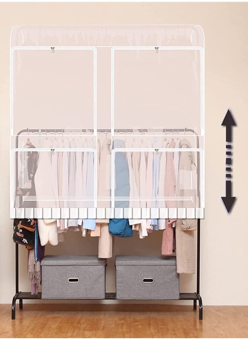 Garment Rack Cover, Reusable Clothing Protector, Large Capacity Dustproof Waterproof, Translucent, 63"×59"×19.7"