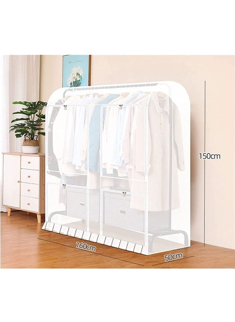 Garment Rack Cover, Reusable Clothing Protector, Large Capacity Dustproof Waterproof, Translucent, 63"×59"×19.7"
