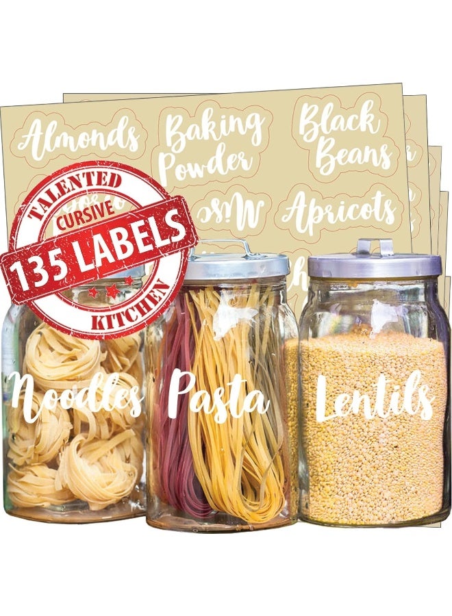 Talented Kitchen Talented Kitchen Pantry Labels for Jars, Canisters, Containers for Storage and Organization Product Accessories for Bathroom, Laundry Room, Office Cursive Pantry, 110 White Labels