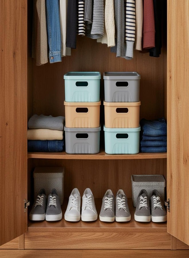 Bimex Home and Kitchen 3 Piece Set Plastic Storage Baskets wardrobe organizer Multipurpose storage and organisers for Kitchen, Clothes,Toys, Office (Multicolor)(Without Lid) - Image 3