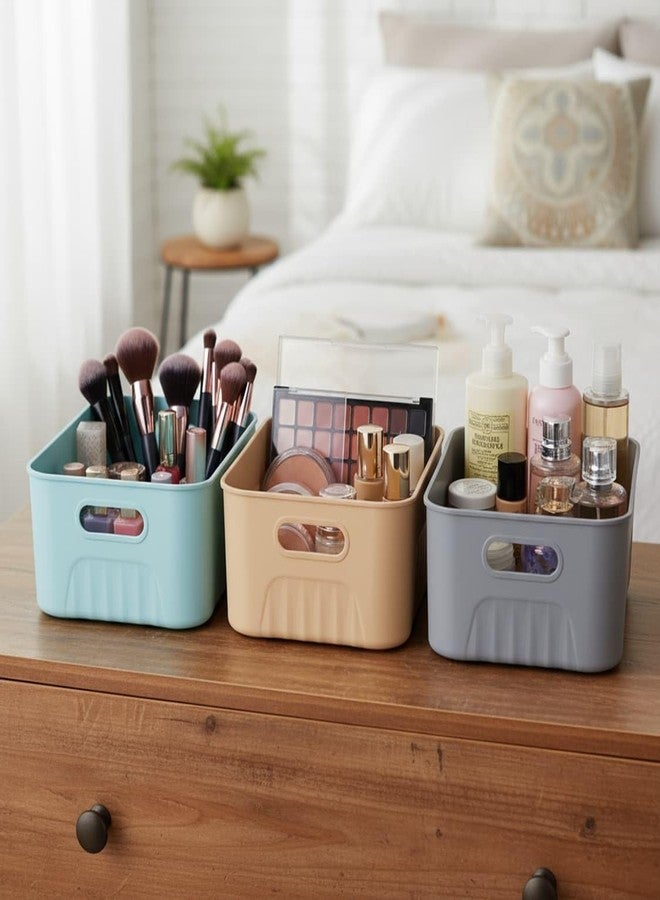 Bimex Home and Kitchen 3 Piece Set Plastic Storage Baskets wardrobe organizer Multipurpose storage and organisers for Kitchen, Clothes,Toys, Office (Multicolor)(Without Lid) - Image 1