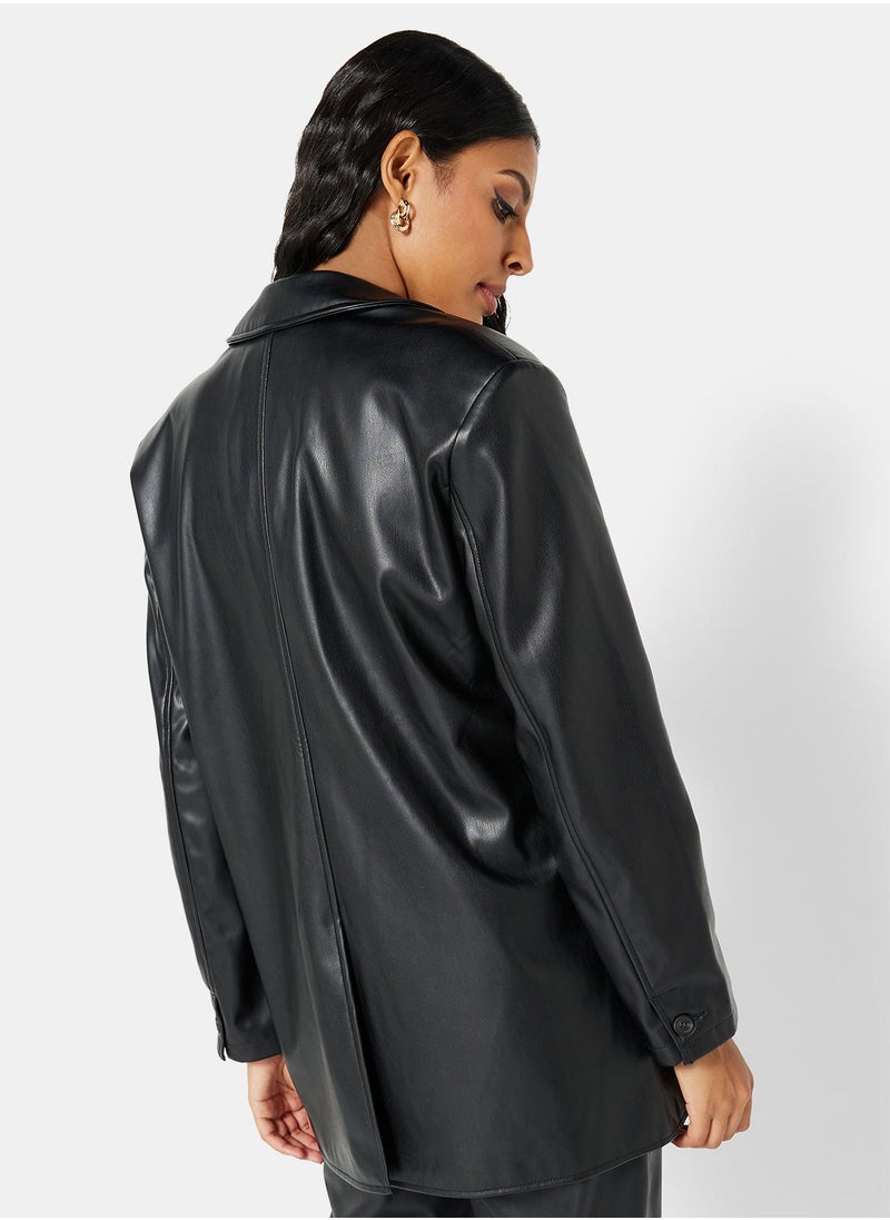 VERO MODA - PU Coated Longline Blazer - Image 1