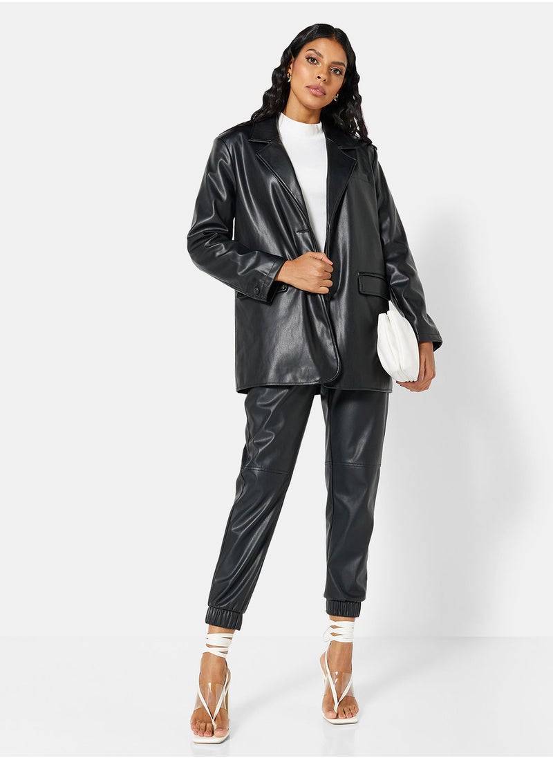 VERO MODA - PU Coated Longline Blazer - Image 1