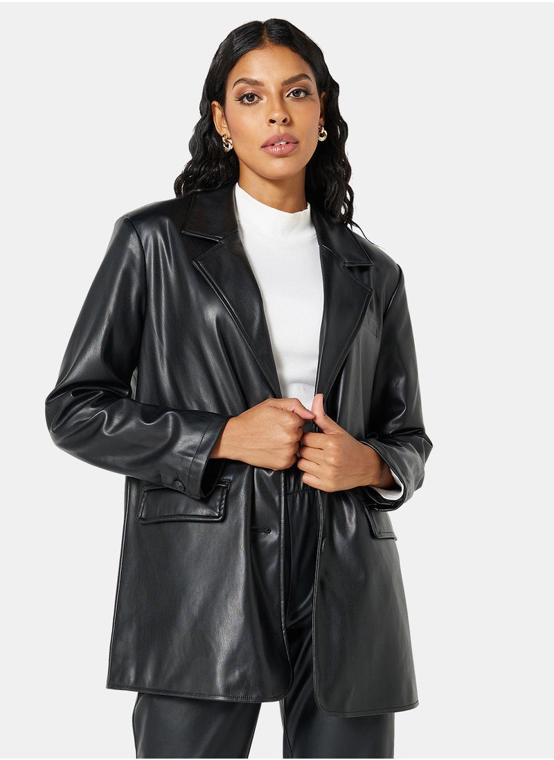 VERO MODA - PU Coated Longline Blazer - Image 1