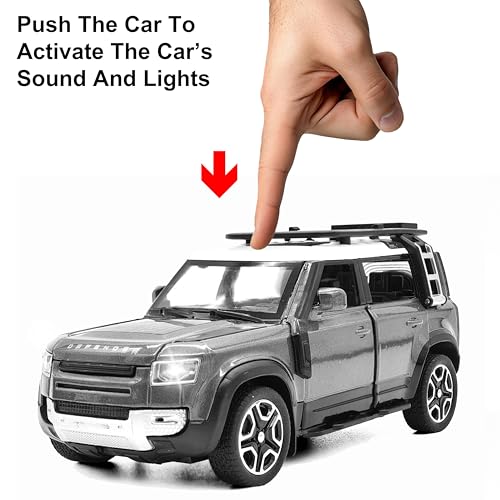 VGRASSP 1:32 Scale Die Cast Defender Style Pull Back Action Car Toy for Kids with Openable vDoors, Lights and Sound - Alloy Metal Toy Car - Color As Per Stock - Image 3