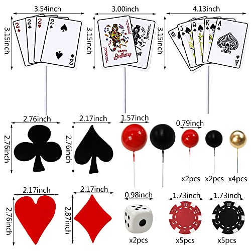 TOSPARTY 29PCS Casino Cake Decoration Dice Poker Chips Cupcake Cake Topper Set Ball Cake Topper Playing Card Game Theme Picks for Las Vegas Scene Birthday Party Decoration Supplies - Image 5