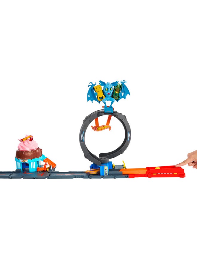 Hot Wheels City Toy Car Track Set, Bat Loop Attack With Adjustable Loop & Launcher, 1:64 Scale Toy Car  - Image 5