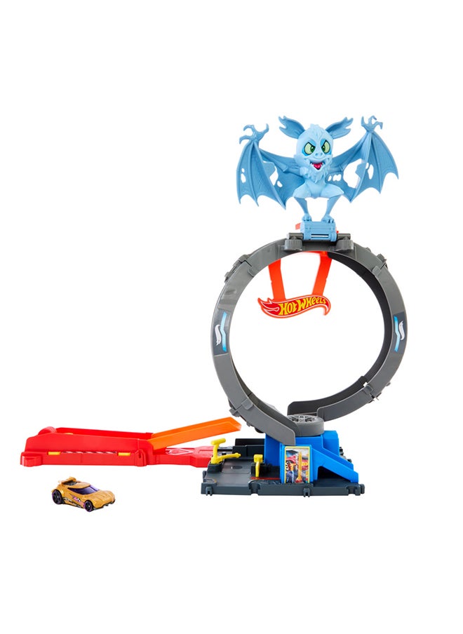 Hot Wheels City Toy Car Track Set, Bat Loop Attack With Adjustable Loop & Launcher, 1:64 Scale Toy Car  - Image 2