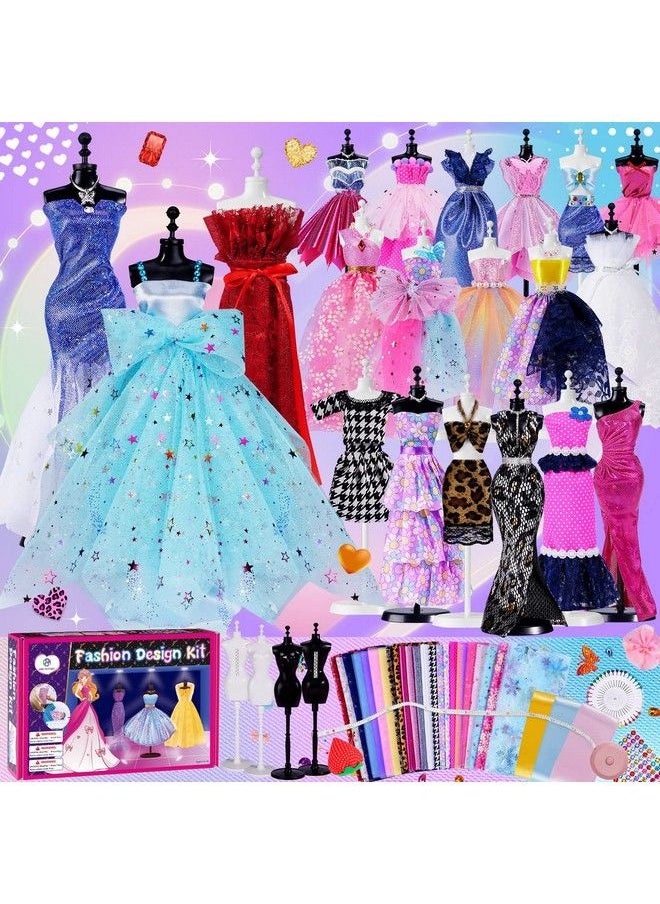 ONE TO FOUR - 500+Pcs Fashion Design Kit For Girls With 4 Mannequins Creativity Diy Arts & Crafts Kit Sewing Kit For Kids Learning Toys Teen Girls Kids Birthday Gift Age 6 7 8 9 10 11 12+ (2023 New Upgraded) - Image 1