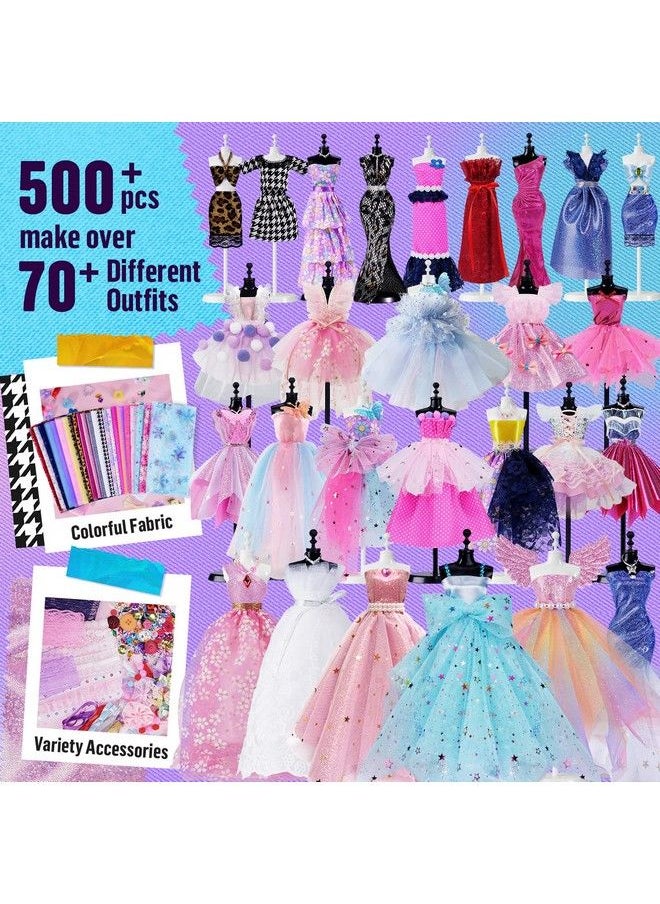 ONE TO FOUR - 500+Pcs Fashion Design Kit For Girls With 4 Mannequins Creativity Diy Arts & Crafts Kit Sewing Kit For Kids Learning Toys Teen Girls Kids Birthday Gift Age 6 7 8 9 10 11 12+ (2023 New Upgraded) - Image 1