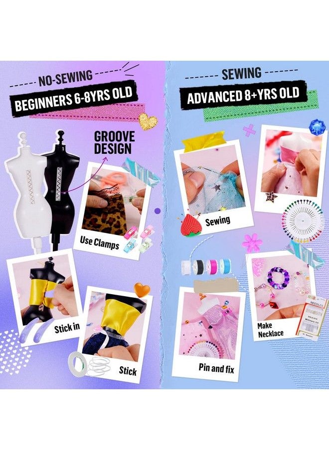 ONE TO FOUR - 500+Pcs Fashion Design Kit For Girls With 4 Mannequins Creativity Diy Arts & Crafts Kit Sewing Kit For Kids Learning Toys Teen Girls Kids Birthday Gift Age 6 7 8 9 10 11 12+ (2023 New Upgraded) - Image 1