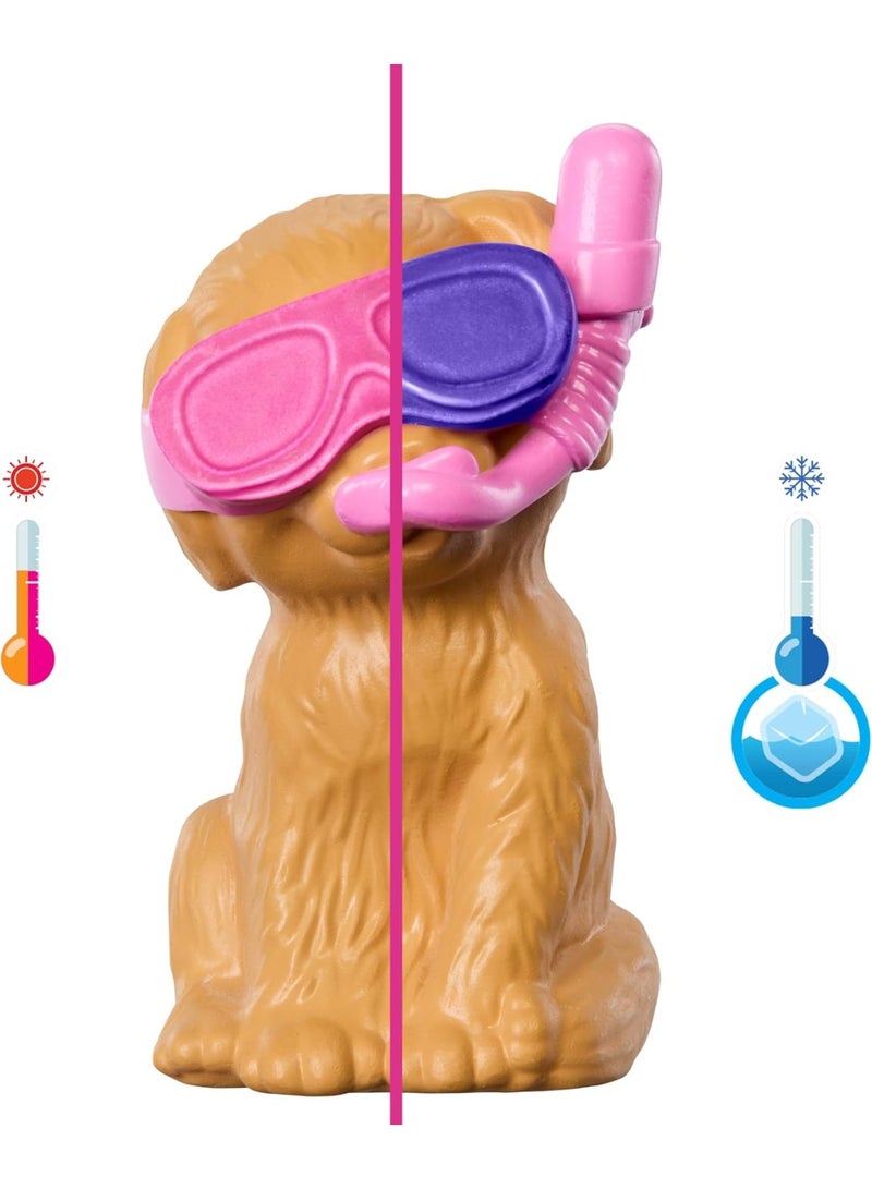 Barbie Puppy Pool Party Toy Playset with Fashion Doll | Doghouse & Slide, Heart-Shaped Pool, 2 Pet Dog Figures, 6 Accessories & Color Change, JBF35 - Image 3