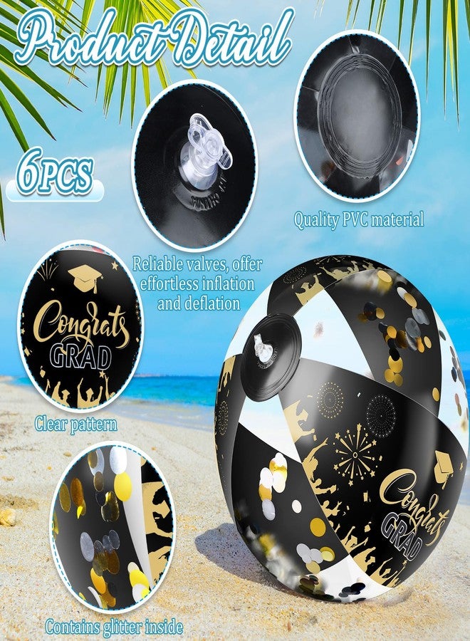 Sonwyoung 6pcs Graduation Beach Ball Inflatable Glitter Beach Ballsclass of 2026 Congrats Grad 9'' Sign Graduation Party Favors for Girl Boy Senior Teen College Pool Party Supplies - Image 3