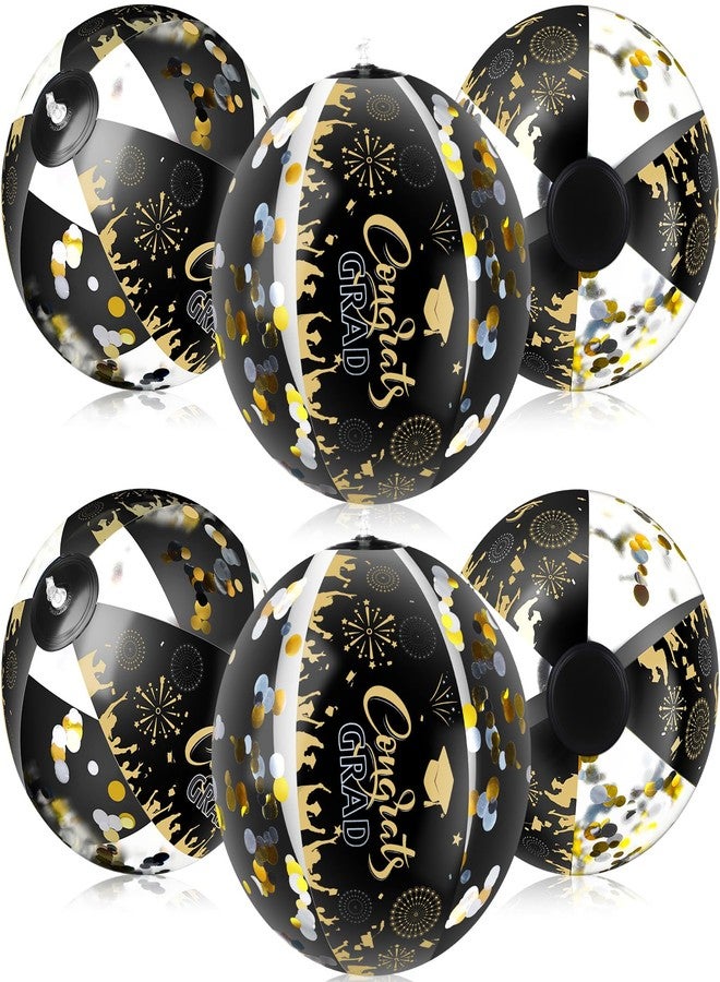 Sonwyoung 6pcs Graduation Beach Ball Inflatable Glitter Beach Ballsclass of 2026 Congrats Grad 9'' Sign Graduation Party Favors for Girl Boy Senior Teen College Pool Party Supplies - Image 1