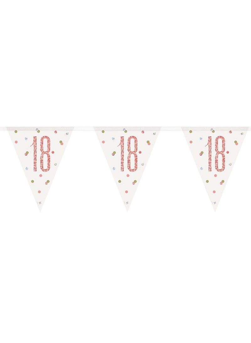 Unique 18-Years Birthday Milestone Pennant Garland White Rose Gold 274cm