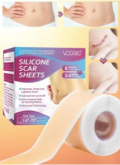 VOGSIG Medical Grade Silicone Scar Sheets Roll 1.9m Tape Keloid C-Section Surgical Scars Removal Treatment Silicon Gel Cream Patch Bandage Removes Abs Tuck Surgery Scars (4cm x 1.9m)  - Image 1