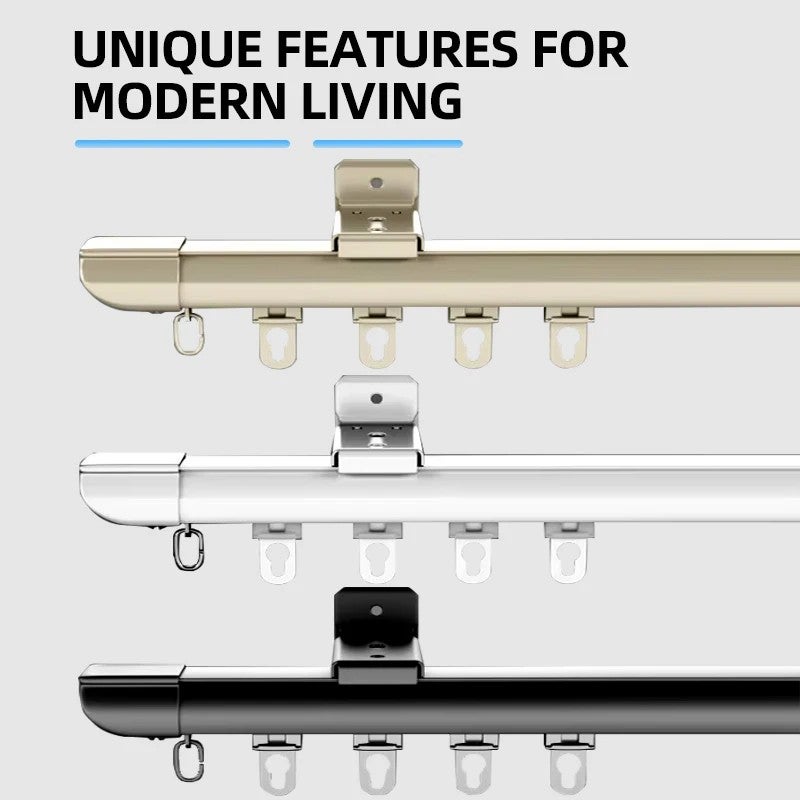 Bluejw Modern Adjustable Aluminium Alloy Extendable Track Telescopic Rail Hanging Blind Beaded Metal Curtains for Home Bathroom Long - Image 4