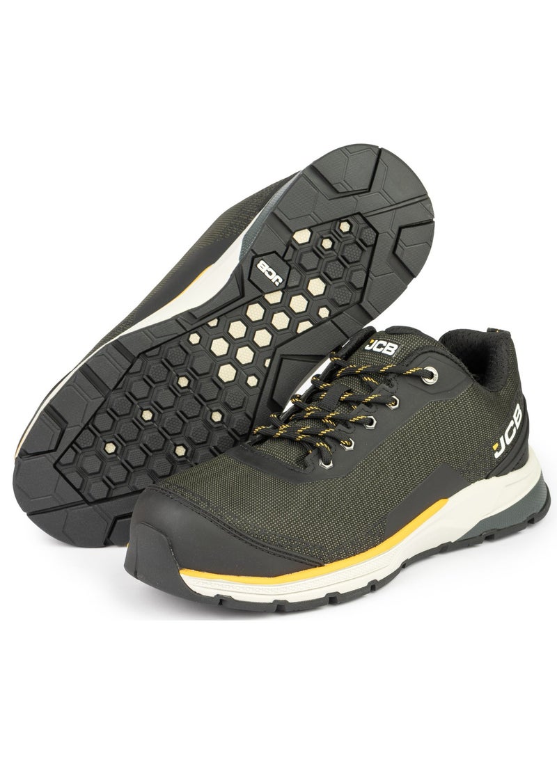 JCB Lace-Up Safety Sneaker – Alloy Toe, Waterproof, Puncture Resistant, Anti-Static, Oil & Slip Resistant | JCB-0015D – Black/Olive - Image 2