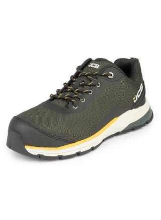 Lace Up Safety Sneaker – Alloy Toe, Waterproof, Puncture Resistant, Anti-Static, Oil & Slip Resistant | Certified Safety Shoe | JCB-0015D – Black/Olive