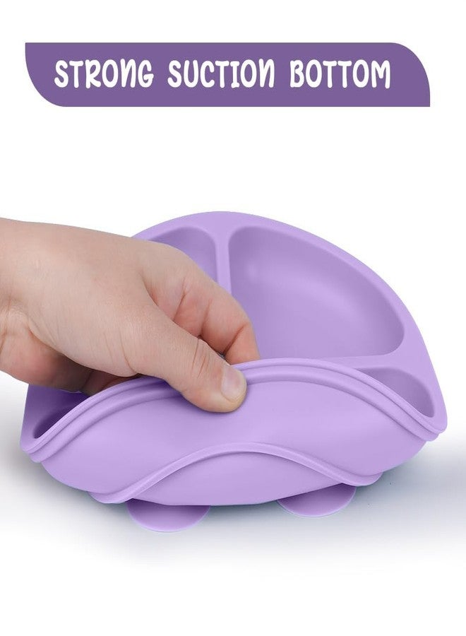 Xacton Silicone Suction Plates I Baby Feeding with 3 Strong Suction Cups I BPA Free, Dishwasher, Freezer & Microwave Safe I Unbreakable I Silicon Grip I Deep Divided for Baby & Toddlers (Blue1) - Image 3