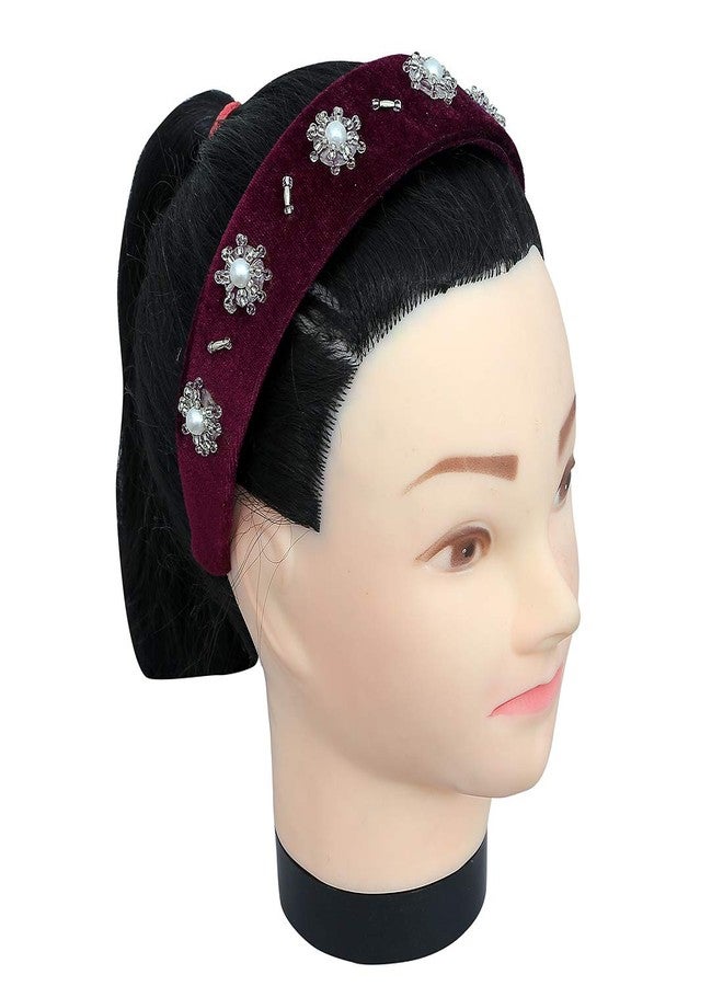 Nnr Girls Beaded Hair Bands_ Pack Of 1 Pcs_Wine - Image 2
