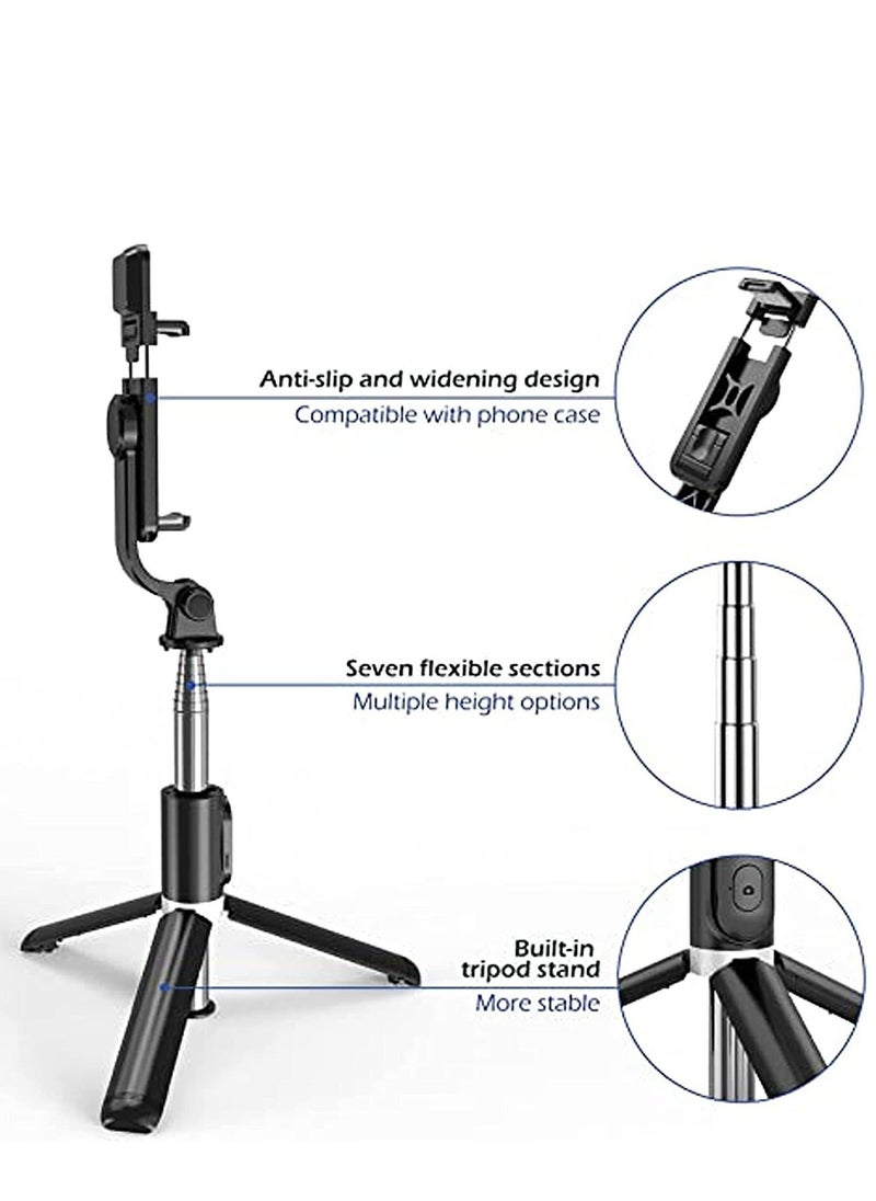 Generic Portable Selfie Stick Tripod with Light with Detachable Bluetooth Remote,41 Inch Extendable Tripod Compatible with IPhone 13 Pro/12/11 Pro/Max/XS/XR/X and Samsung Galaxy S10/S9 Plus  - Image 4