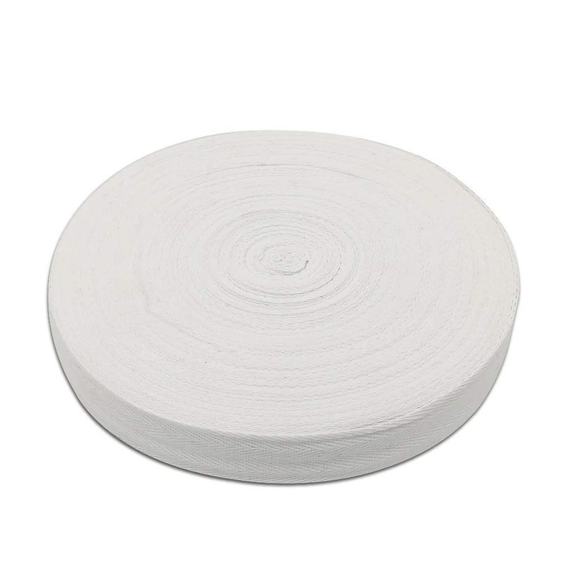 Natural Cotton Twill Tape 50 Yards 1 Inch Bunting Bias Tape Herringbone Webbing Tape Roll for Apron Sewing Dressmaking Craft (White)