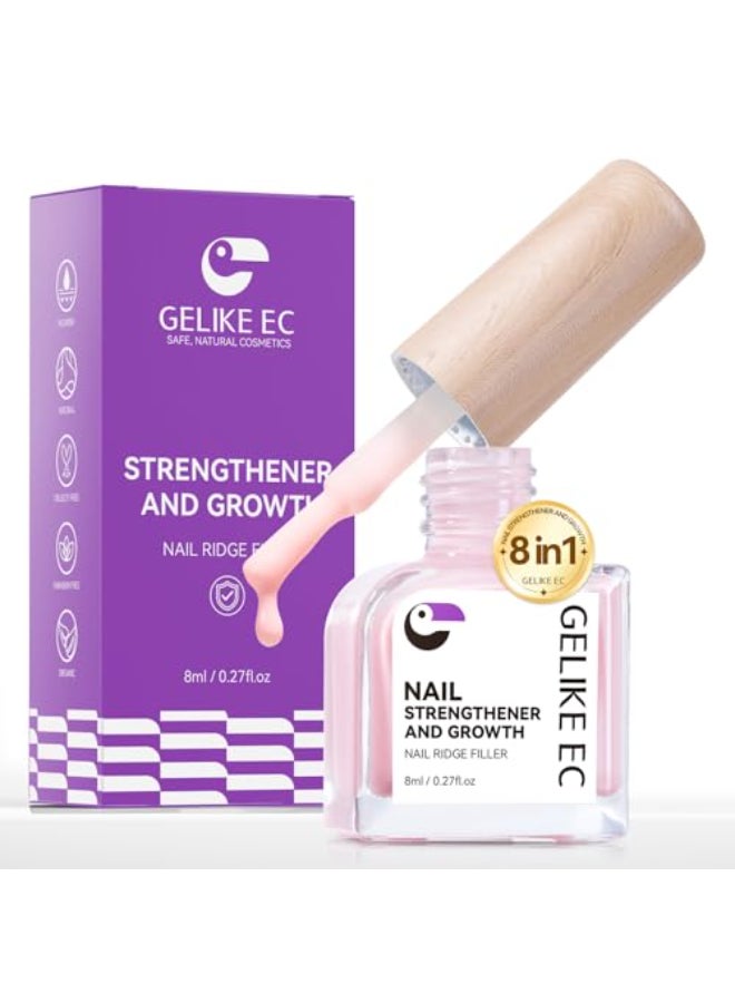gelike ec Nail Ridge Filler For Damaged Nails Gelike ec 8 in 1 Nail Strengthener for Thin Nails and GrowthProtein Nail Ridge Filler with Top Coat Free - Image 1