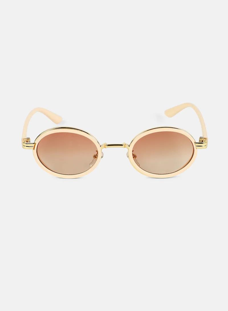 صوص هاوت Haute Sauce Women's The Malibu Block Oval Sunglass For Casual Wear | One-Size | Off-White Alloy Frame | Ash Brown Gradient Polarized Lens | Full Rim | Eyewear For Woman & Girls