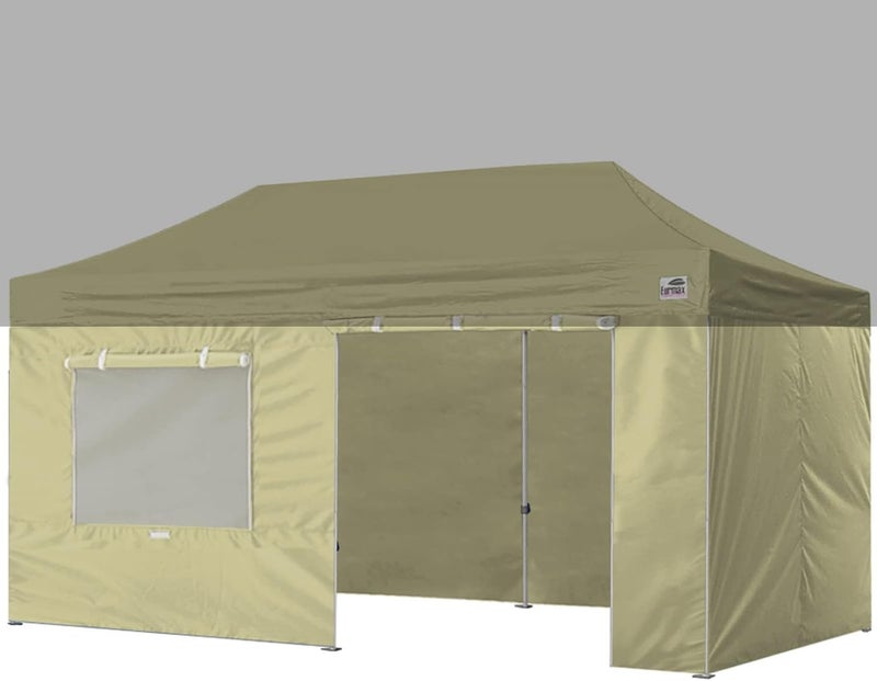 Eurmax USA Full Zippered Walls for 10 x 20 Easy Pop Up Canopy Tent,Enclosure Sidewall Kit with Roller Up Mesh Window and Door 4 Walls ONLY,NOT Including Frame and Top（Beige） - Image 1