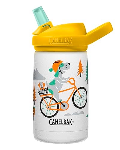 CamelBak Eddy Kids Insulated Stainless Steel Water Bottle with Bite Valve Straw LeakResistant Design for Everyday Hydration 12oz Biking Dogs - Image 1