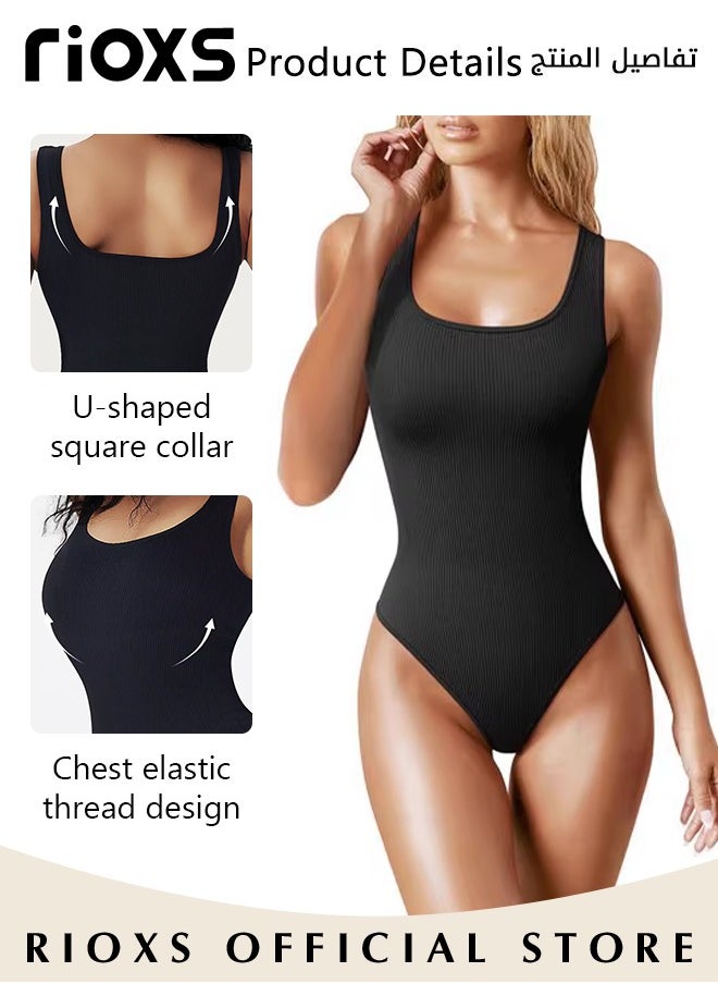 RIOXS - Women Body Suit Tops Shape Wear Tank Seamless Tummy Control Slimming Waist Jumpsuits U-Neck Sculpting Body Shaper - Image 1