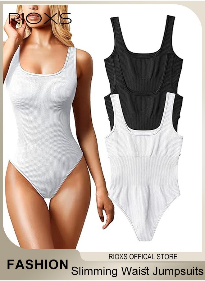 RIOXS - Women Body Suit Tops Shape Wear Tank Seamless Tummy Control Slimming Waist Jumpsuits U-Neck Sculpting Body Shaper - Image 1