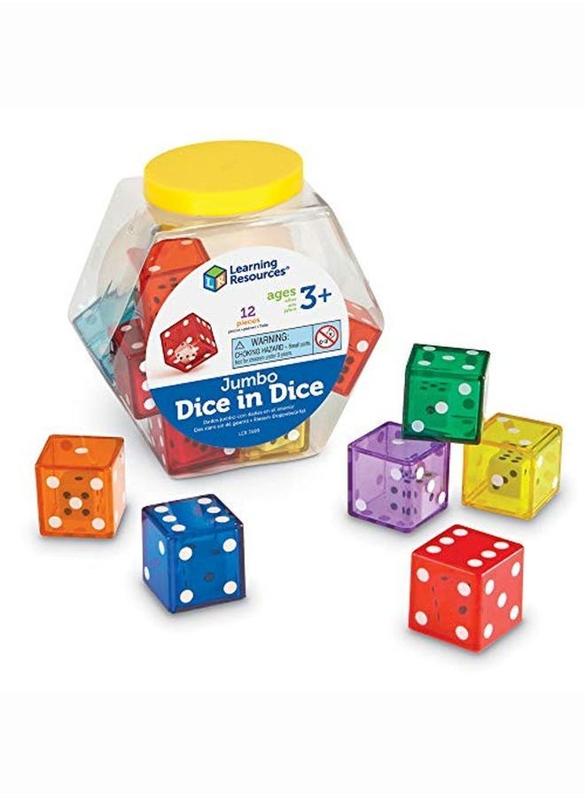 Learning Resources - Jumbo Dice In Dice Dice Jumbo Dice Math Dice Ages 3+ Set Of 12 - Image 1
