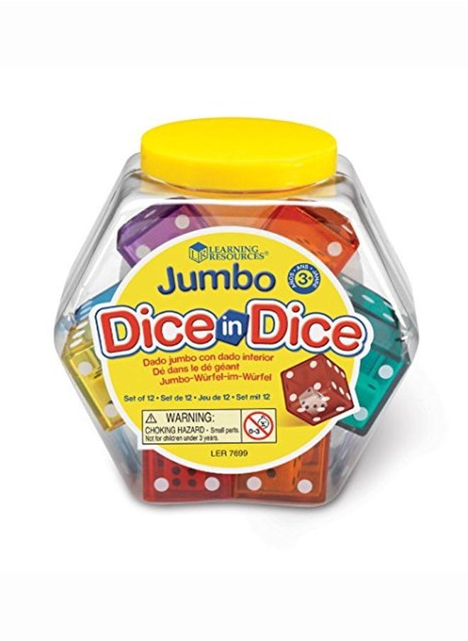 Learning Resources - Jumbo Dice In Dice Dice Jumbo Dice Math Dice Ages 3+ Set Of 12 - Image 1