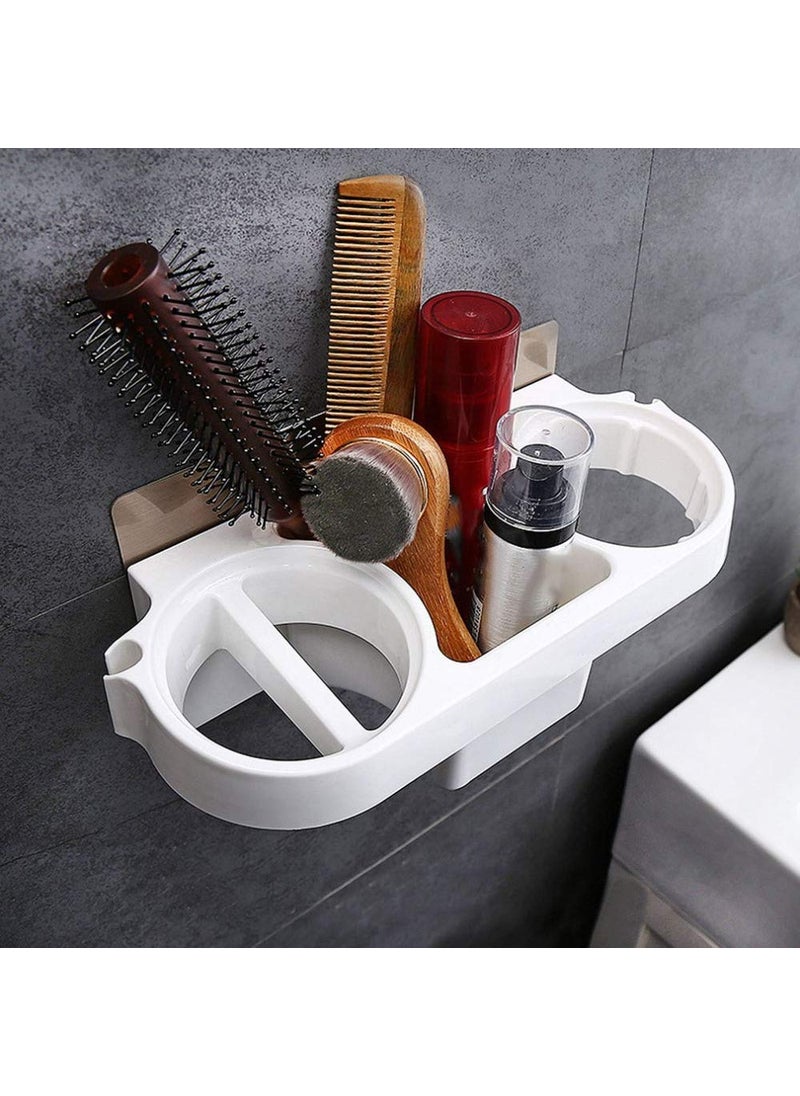 Density Collection - Density Collection Wall Mounted Adhesive Hair Dryer Holder, Hair Care Tools Organizer Basket, White - Image 1