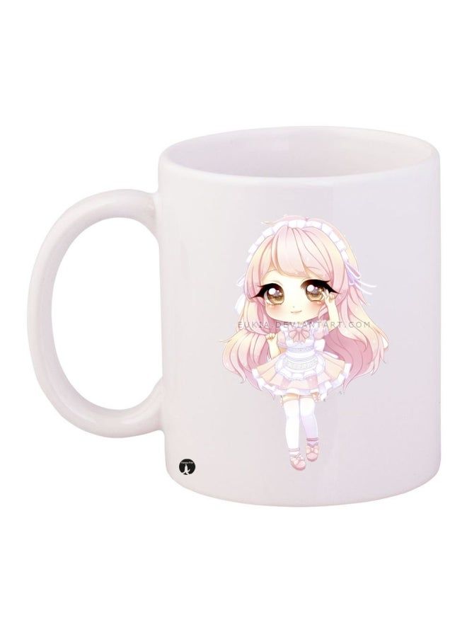 RKN Printed Ceramic Coffee Mug White/Pink/Beige - Image 2